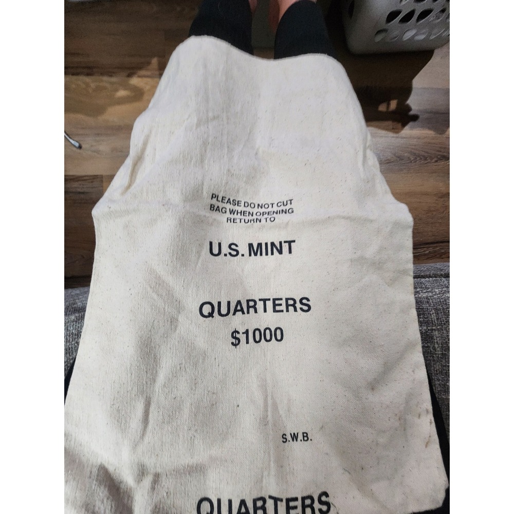 Vintage US Mint Canvas Money Bag $1000 Quarters SWB Numismatic Collectible